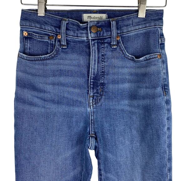 Madewell Slim Demi Boot Jeans Womens 25 Raw Edge Hem Northhaven Wash Blue Boho - Picture 2 of 12